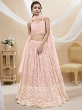 Leaf Branch Type Design in Pink Lehenga